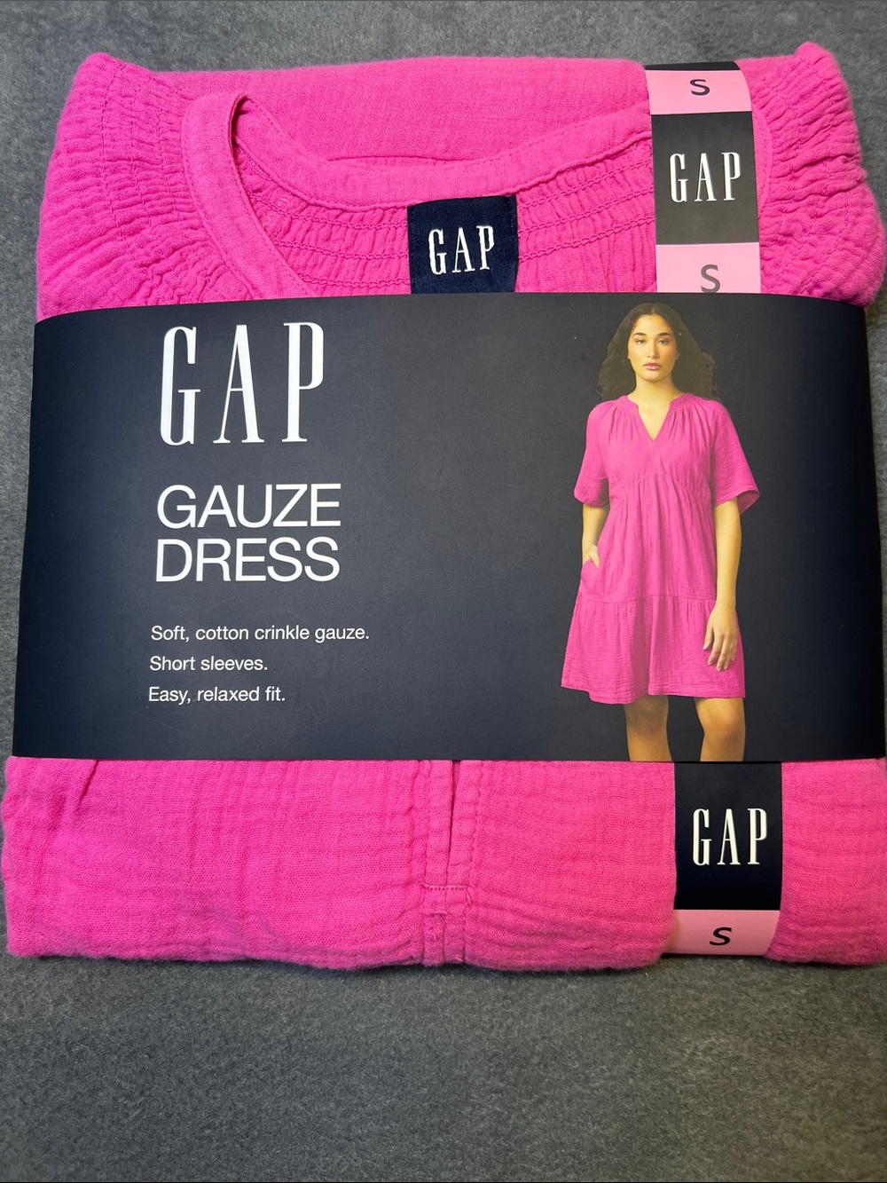 GAP Short Sleeve Gauze Dress - Hot Pink